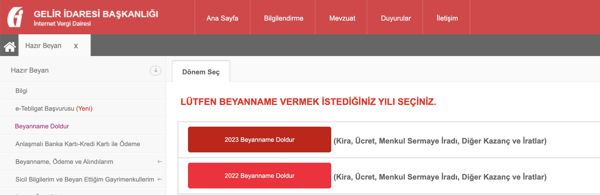 Beyanname Doldur